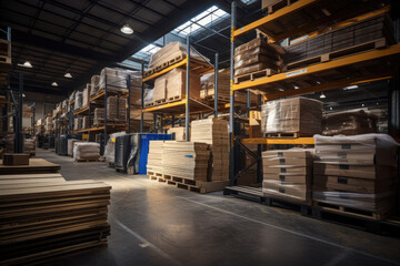 Lumber warehouse for construction in a shopping center