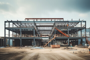 Steel metal frame of a modern building