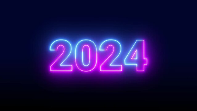 2024 happy new year 2024 animated text new year neon 2024