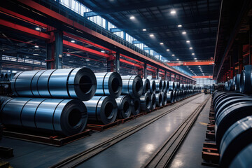 Fototapeta premium Cold rolled steel coils in stock