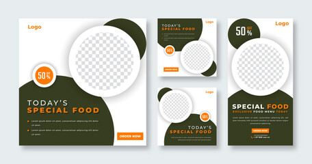 Special Food Restaurant Social Media Post for Online Marketing Promotion Banner, Story and Web Internet Ads Flyer