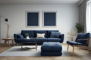 Dive into Modern Luxury with our Scandinavian Dark Blue Sofa and Recliner Chair Set – Elevate Your Living Room Aesthetics!"