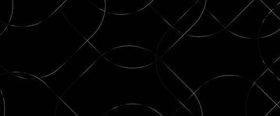 Abstract black circle shape with elegant white lines on black background, black Business paper with white lines, black silver polygon poster, royal premium geo name, new year circle Design.
