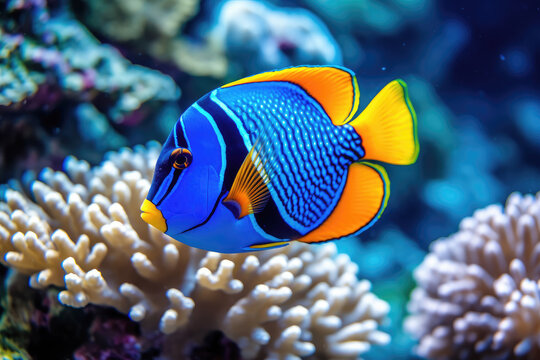 Dory fish swimming between sea corals, Ecosystem and environment conservation
