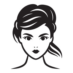 illustration of women short hair style icon, logo women face on white background, vector