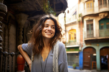 Portrait of a happy smiling Hispanic woman outdoors in Buenos Aires