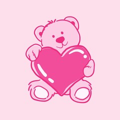National Teddy Bear Day vector illustration cartoon sweet pink heart background