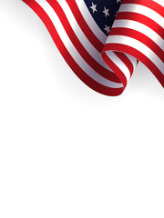 White composition with USA flag silhouette, design element.