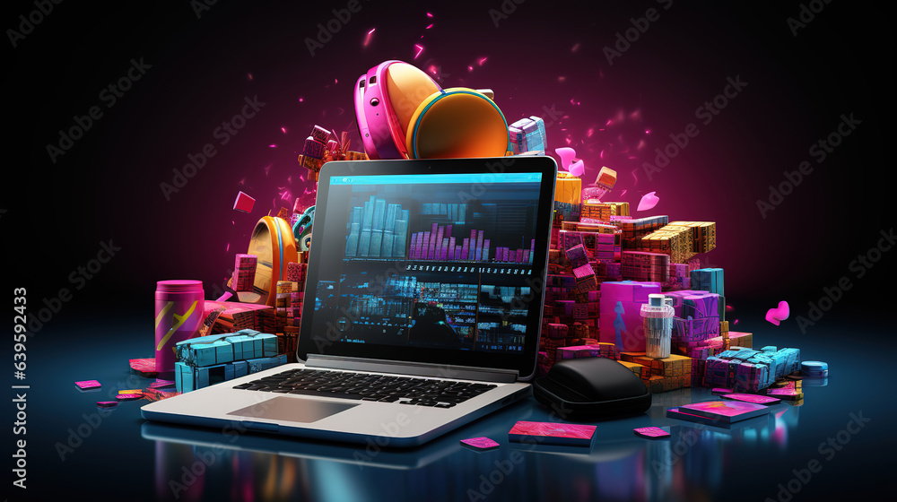 Wall mural flat design cyber monday concept. generative ai