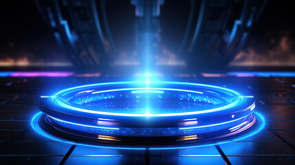 Abstract futuristic background in shades of blue. Generative Ai