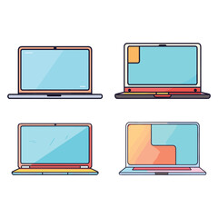computer laptop vector illustration set 