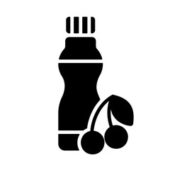 Yoghurt bottle with flavor cherry vector icon