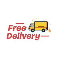 free delivery illustration with vehicle man cartoon style white background