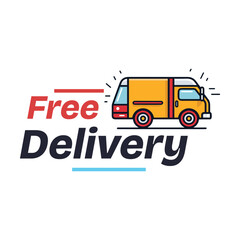 free delivery illustration with vehicle cartoon style courier cargo van shipping 