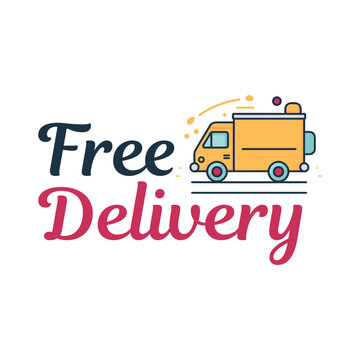 free delivery illustration with vehicle cartoon style courier cargo van shipping 