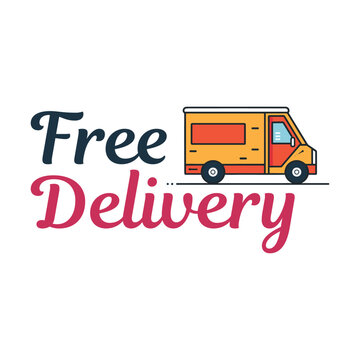 free delivery illustration with vehicle cartoon style courier cargo van shipping 