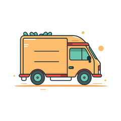free delivery illustration with vehicle cartoon style courier cargo van shipping 