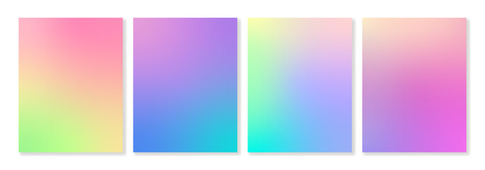 Set of 4 colorful gradient vector backgrounds. For covers, wallpapers, branding, social media and other projects. For web and print.