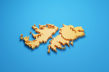 Map of the Falkland Islands in three dimensions. 3d illustration.