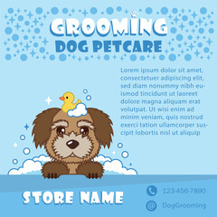 Pet store banner icon vector illustration. Dog grooming on isolated background. Grooming sign concept.