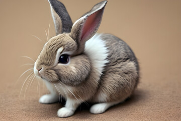 white rabbit on grass Generative AI