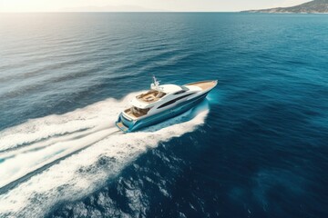 aerial view of beautiful yacht in blue sea, AI Generated