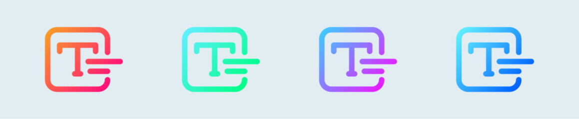 Type line icon in gradient colors. Text signs vector illustration.