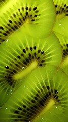 Macro photo shot of kiwi fruit wet in full frame