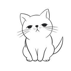 Sad cat, illustration 