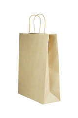 Brown paper shopping bag on transparent with png.