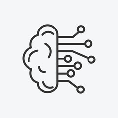 Artificial intelligence icon vector. Linear style sign for mobile concept and web design. Artificial intelligence symbol  vector illustration. Flat vector simple element graphics - vector.