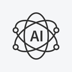 Artificial intelligence icon vector. Linear style sign for mobile concept and web design. Artificial intelligence symbol  vector illustration. Flat vector simple element graphics - vector.