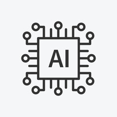Artificial intelligence icon vector. Linear style sign for mobile concept and web design. Artificial intelligence symbol  vector illustration. Flat vector simple element graphics - vector.