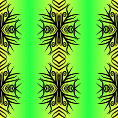 Seamless design vector Beauty flower line art batik ethnic dayak borneo pattern with colourful gradient 
