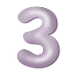 3 English alphabet number Balloon. purple pastel balloons for text, letter, holiday. Festive, realistic