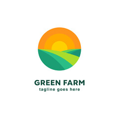 simple unique elegant green garden farm nature logo vector