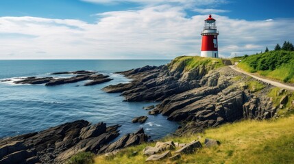 lighthouse on the coast. Generative AI © ArtSpree