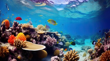 Naklejka na ściany i meble coral reef and fish. Generative AI