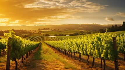 Naklejka premium vineyard in autumn. Generative AI