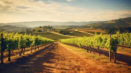 Fototapeta premium vineyard in autumn. Generative AI