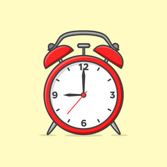 vector flat illustration ring red alarm clock isolation on background. 