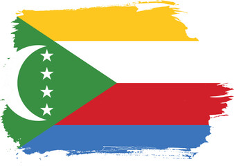 Creative hand-drawn brush stroke flag of COMOROS country vector illustration