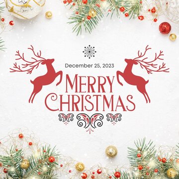 Minimalist Decorations Merry Christmas celebrate banner, poster, greeting cards, background Vector illustration.