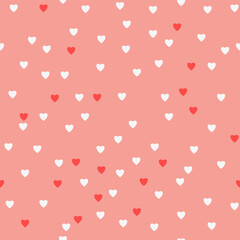 Seamless pattern of small hearts white and red