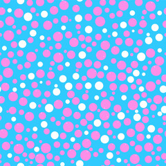 Colorful Polka Dot seamless pattern in pink and white colors