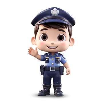 3d cute police character