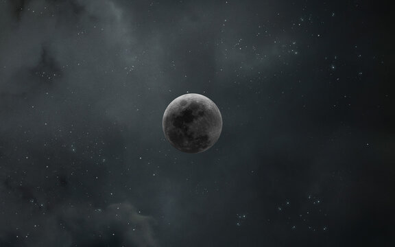 3D illustration of the the moon. Elements provided by NASA © Vadimsadovski