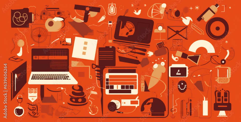 Poster computer background gadget design web laptop blue colours business desktop technology. generative ai
