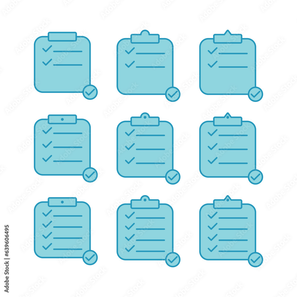 Poster checklist document icon set, planning. vector for apps, web and flyers. simple design on white backg