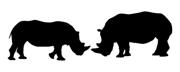 rinocerontes, vector, silueta, animal